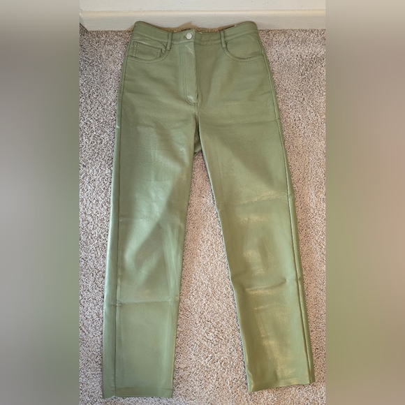Aritzia Wilfred "the Melina" faux Sage Green  Leather Pants size 8 - Picture 1 of 9